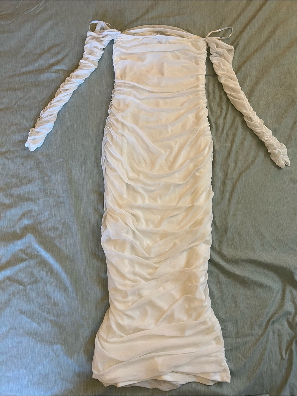 Lulu's White Strapless Ruched Midi Dress - Picture 12 of 15